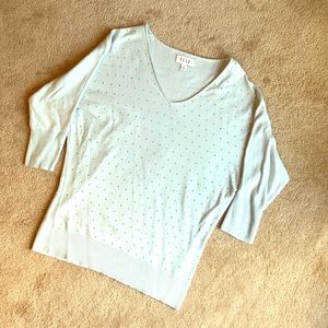 Elle Teal Sweater with Rhinestones